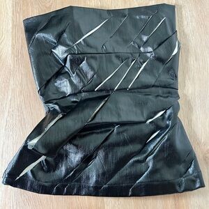 Rick Owens Black & White Gloss Finish Strapless Top